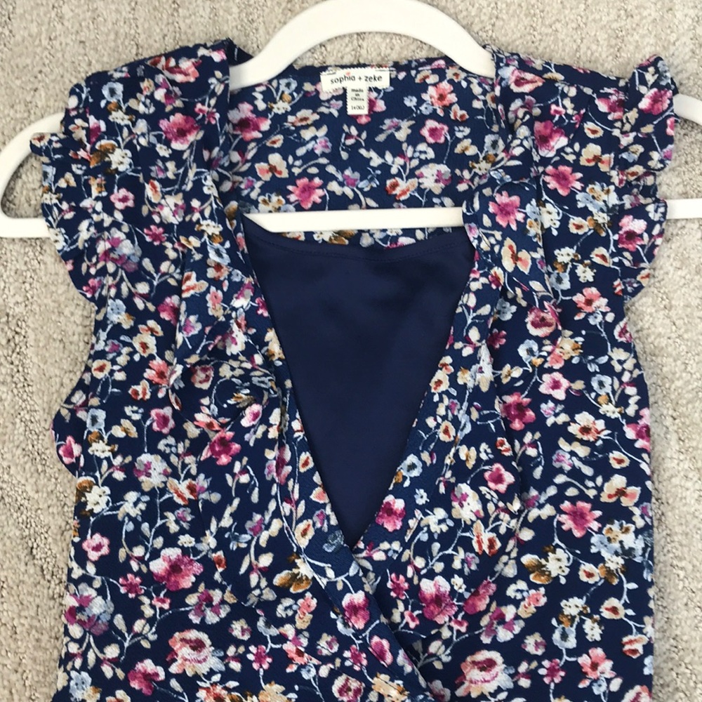 Beautiful Blue Ruffled Floral Dress - Picture 3 of 5